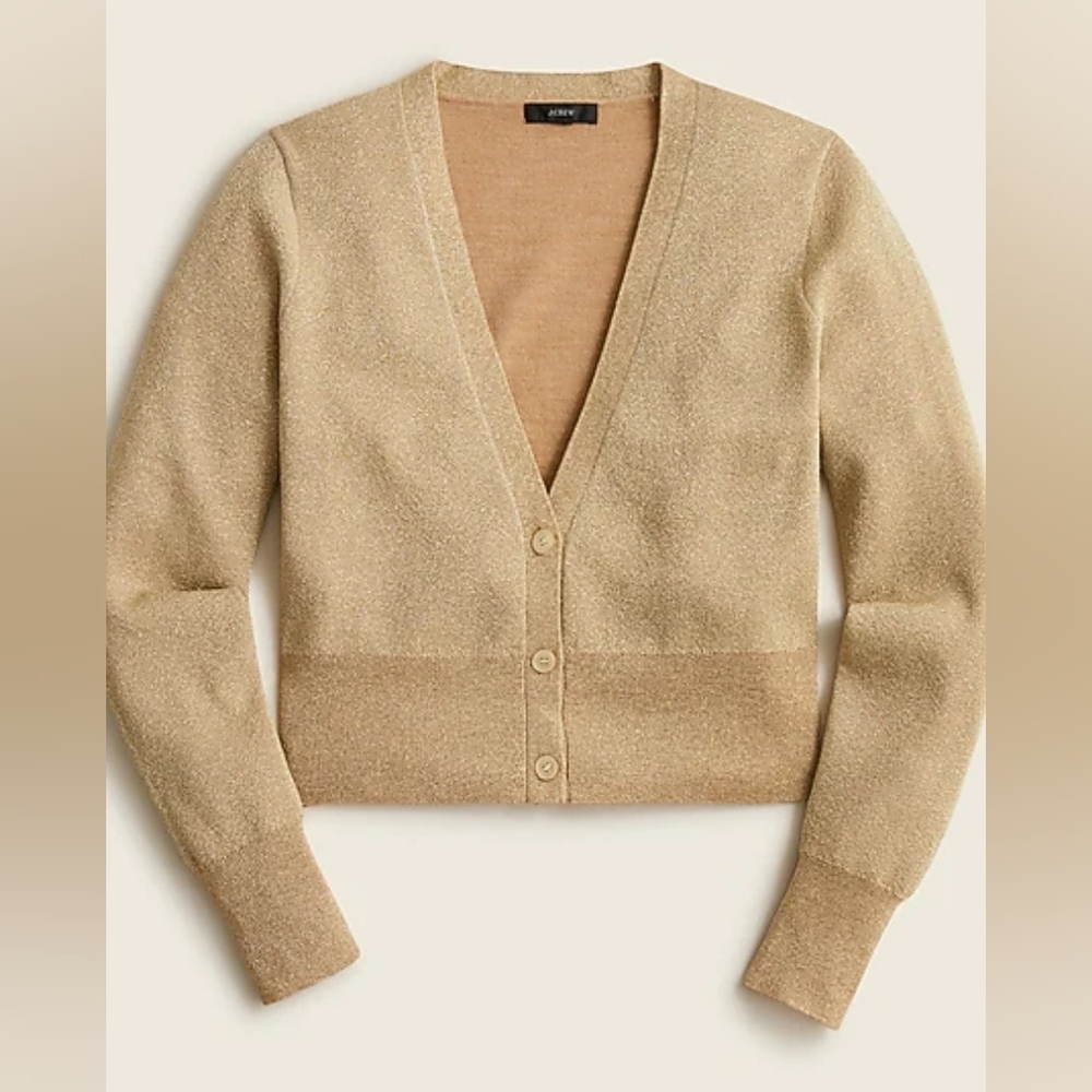 Merino wool metallic cropped cardigan sweater, J CREW